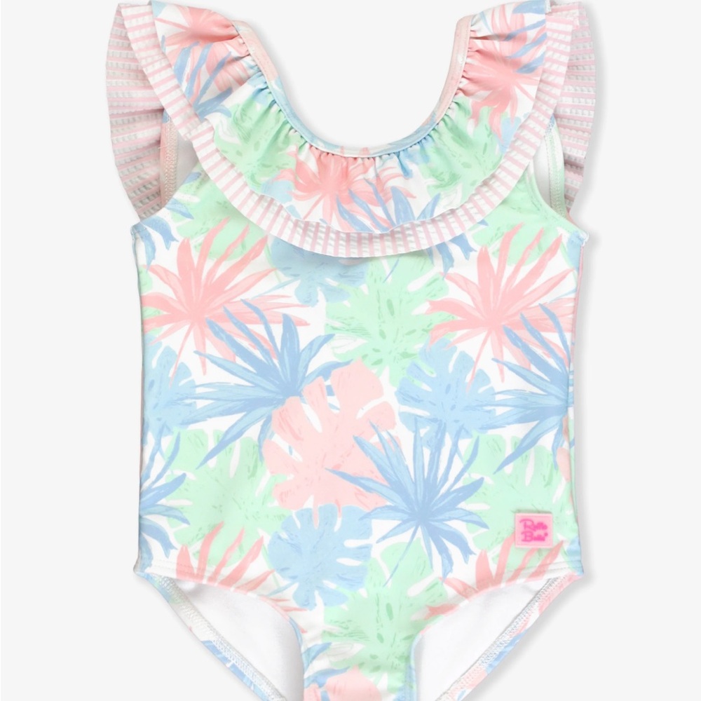 RuffleButts Pastel Palms Swimsuit